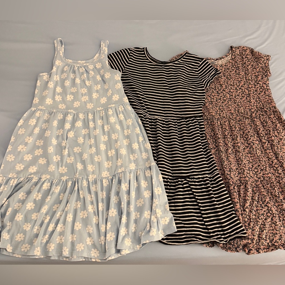 Floral and Striped Kids Dress Set